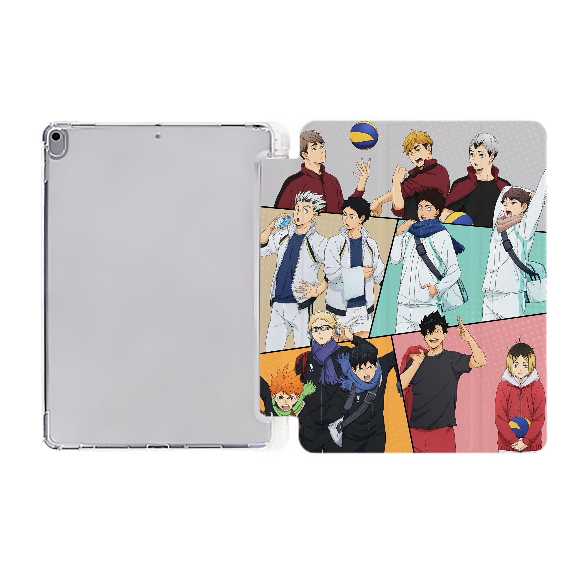 （画像用） ハイキュー!! Haikyu!! IPad ケース ペン収納付き 三つ折りスタンド PUレザー×シリコン 対応機種9.5/10.5/10.9インチ